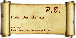 Pohr Benjámin névjegykártya