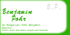 benjamin pohr business card